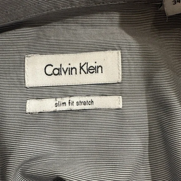 Calvin Klein Gray Dress Button Down Shirt size 16 34/35 - Picture 7 of 8